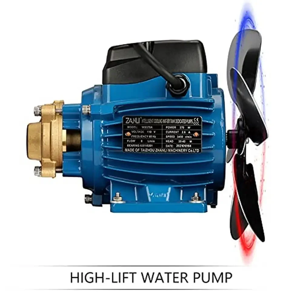 TIG Welder Torch Water Cooling System 10L Capacity 7-12L/min Flow Alarm 110V Stainless Steel Pump Reservoir Copper Radiator 3
