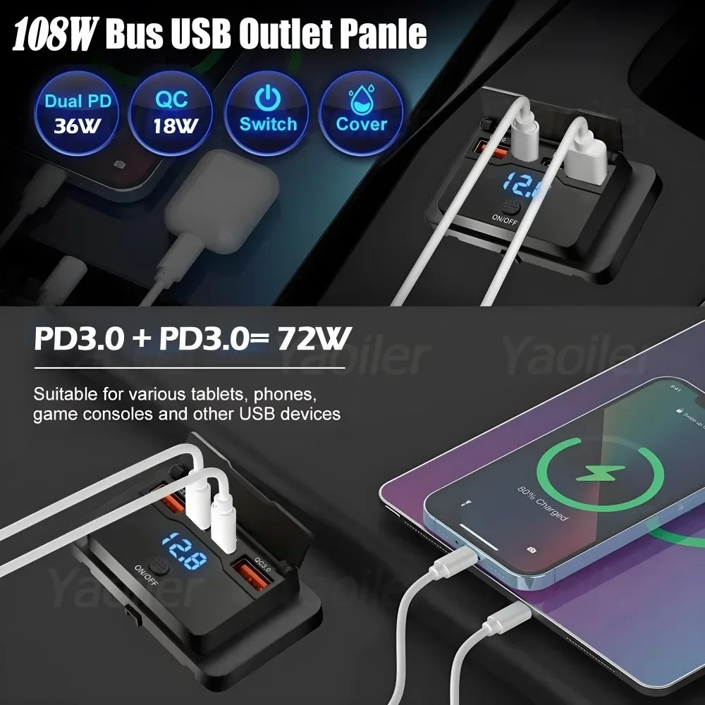 Caricabatterie per auto USB a 4 porte, caricabatteria per auto USB