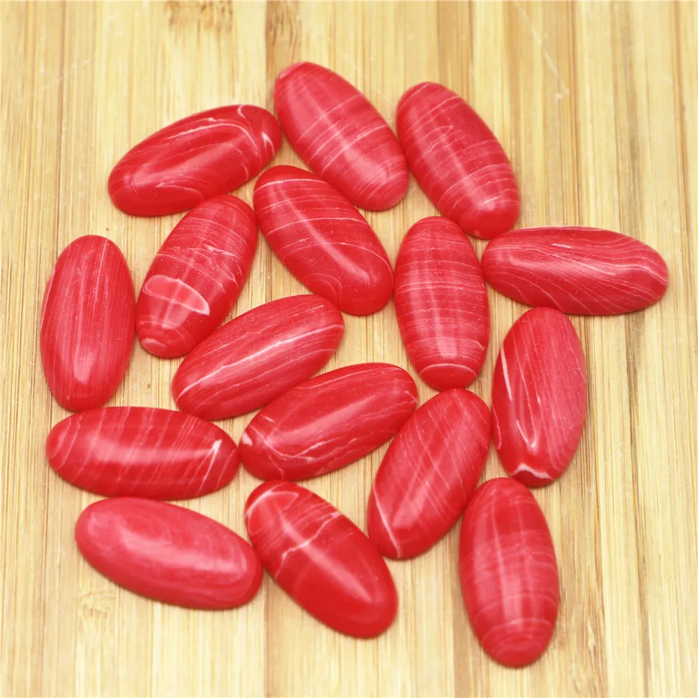 Fashion Natural Stone Oval Rhodonite Cabochon Setting Beads Fit Pendants Rings Earring Women Jewelry DIY 30x15mm 20Pcs Wholesale