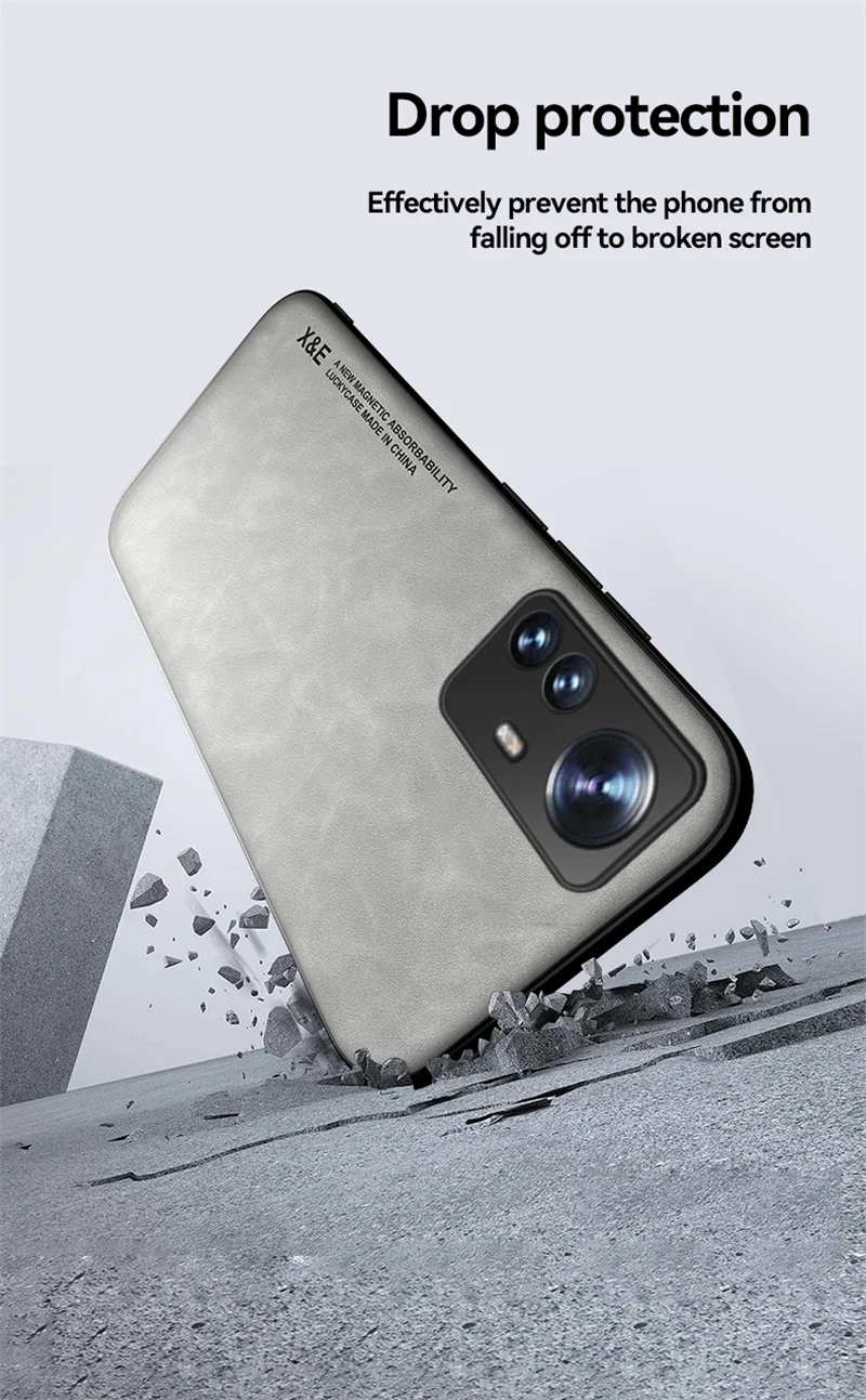 For Xiaomi12 Case Leather PC Silicone Magnetic Car Holder Phone Case For Xiomi Xiaomi 12 Lite Mi 12 Pro Mi12 Mi12X 5G Back Cover 5
