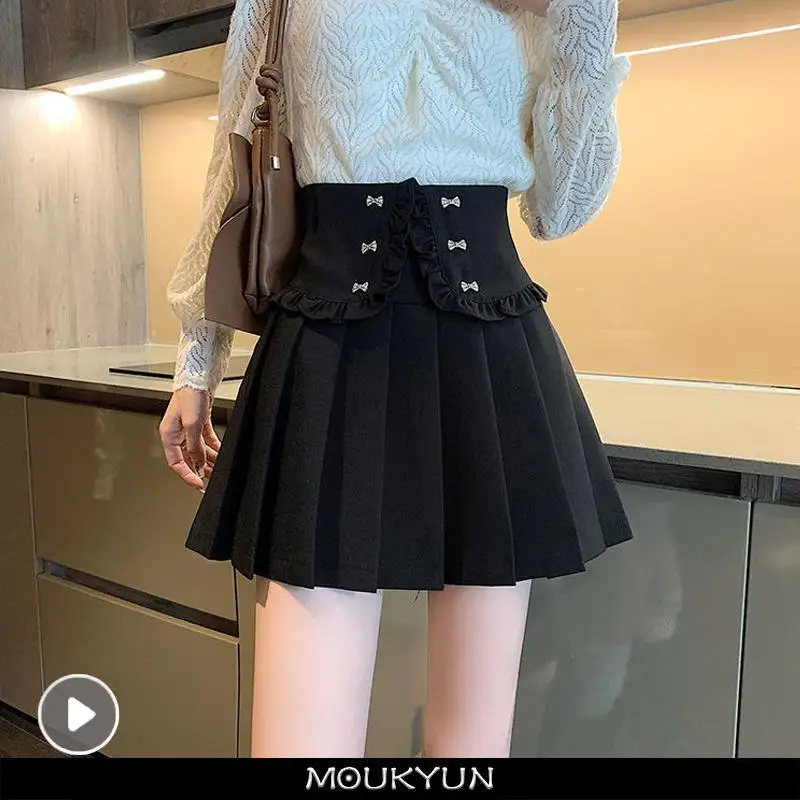 

MOUKYUN Y2K High Street Skirt Fashion All-match Preppy High Waist Mini Skirts Women Korean Kawaii Sweet School Pleated Skirts