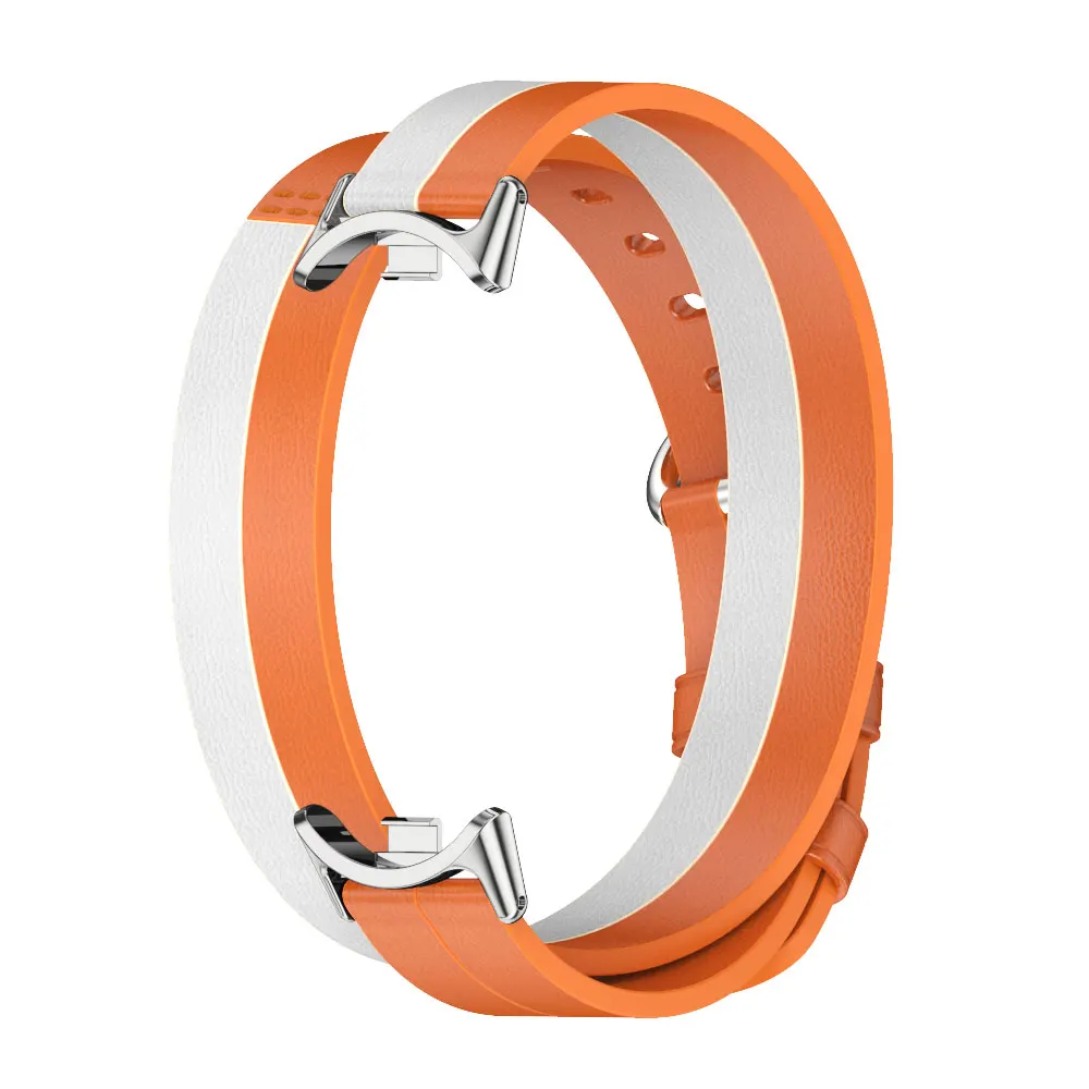 Elegant Leather Double-Loop Smart Watch Wristband Replacement Strap