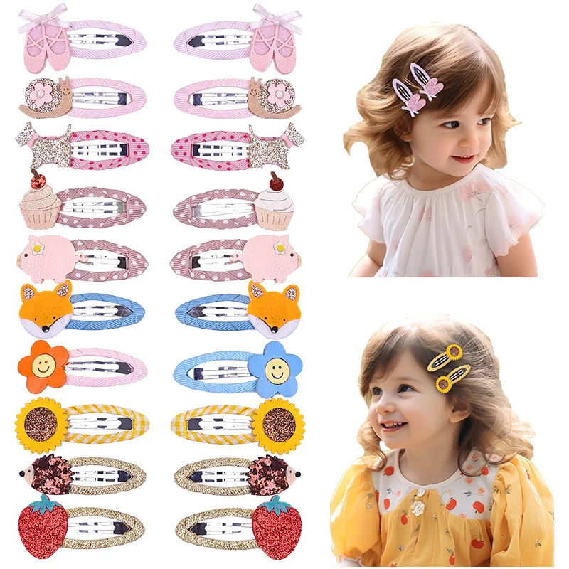 Children's Animal Flower BB Pair Clip Little Girls Oval Water Droplet Edge Clips Hand Threaded Woven Tape Cloth Bag Bye Bye Clip hair accessories hair clips
