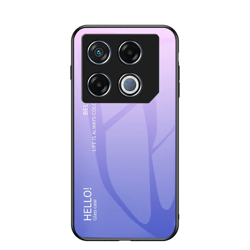 Gradient Shockproof Tempered Glass Hard Back Cover Case