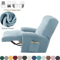 1 Seater Stretch Velvet Recliner Sofa Cover  Armchair Covers Elastic Single Sofa Slipcovers for Living Room Solid Color 1