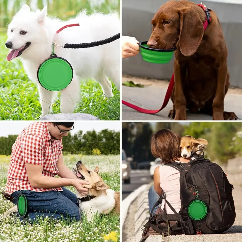 2-in-1 Foldable Dog Bowl - TPR Collapsible Pet Feeder, BPA-Free Travel Food & Water Dish for Dogs Cats  (Silicone Base)