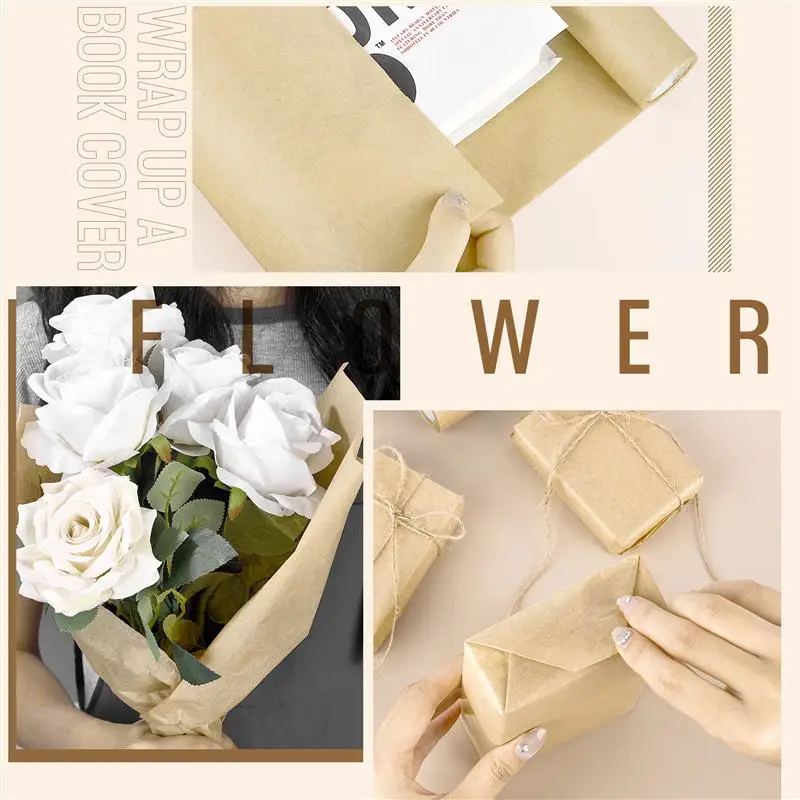 10m Long Kraft Paper Masking Paper Degradable Environmentally Friendly Packaging Materials Bouquet Gift Box Craft