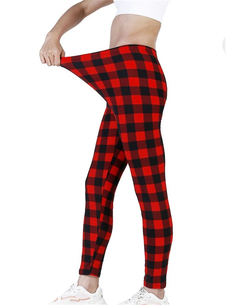 YGYEEG Workout Jogging For Women Leggings Push Up Trousers Plaid Printed Fashion High Waist Pants Athleisure Fitness New Bottom leggins Leggings