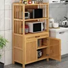Modern Bamboo Kitchen Cabinets for Household Multi-layer Dishes Microwave Ovens Storage Cabinet Floor-to-ceiling Kitchen Cabinet 1