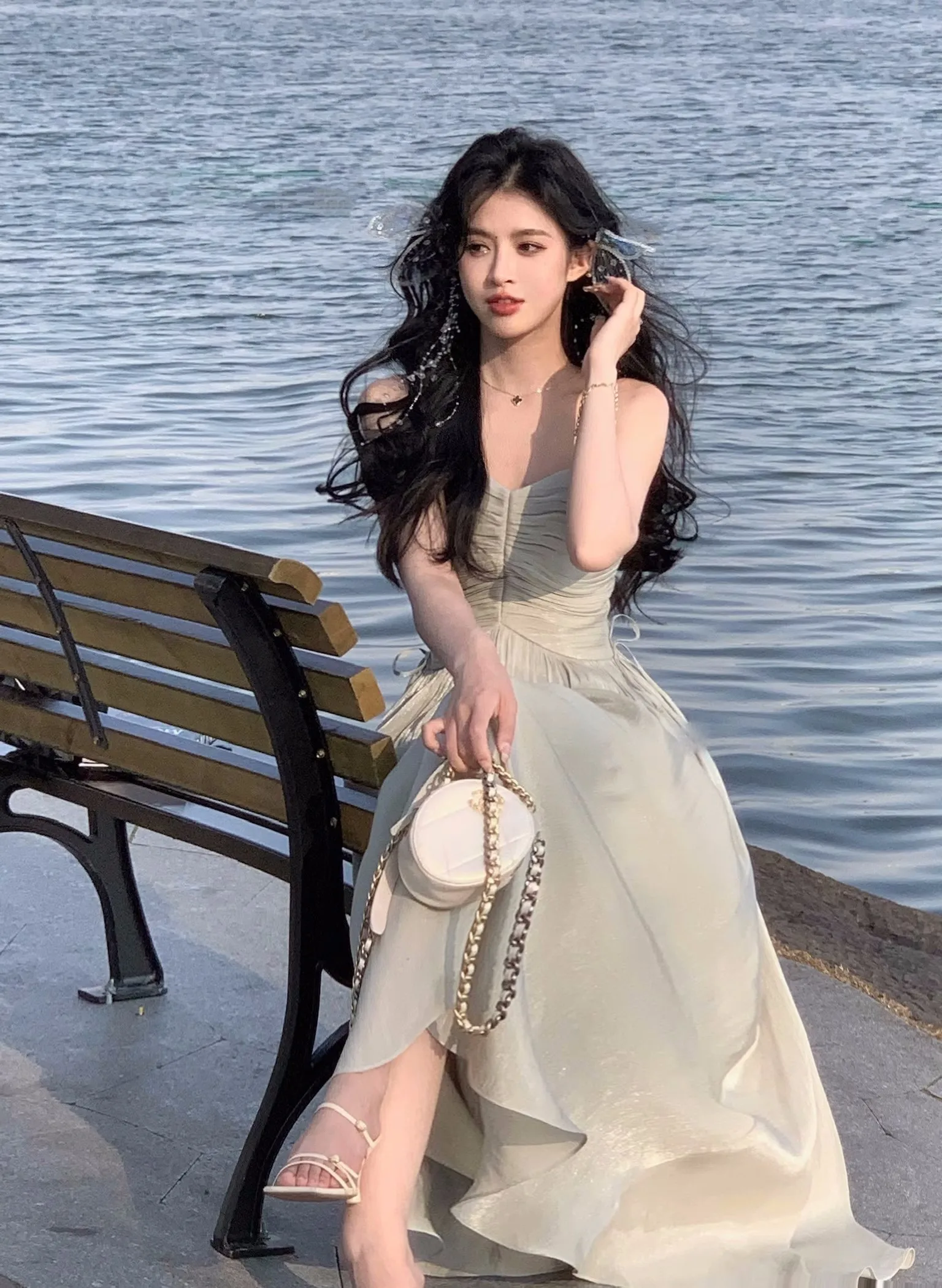 Elegant Shiny Midi Dresses for Women Evening Party Dress Prom Robe Vintage Solid Summer New A-line Spaghetti Strap Vestido Mujer