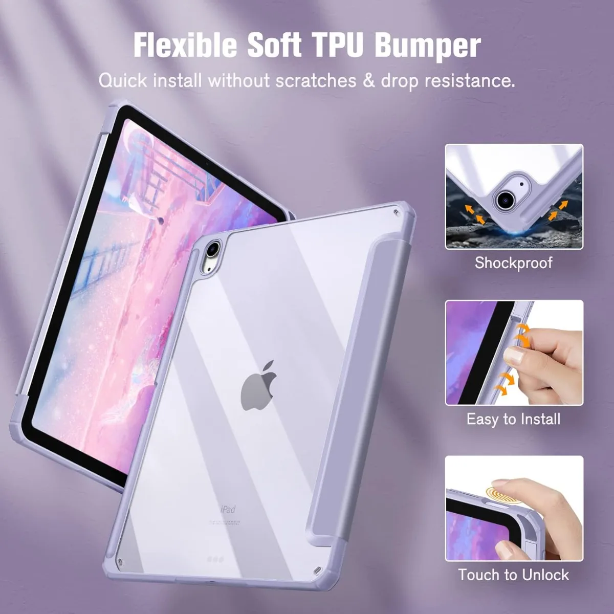 Sleek Protective Clear Back iPad Air Case - 10.9 to 11-Inch