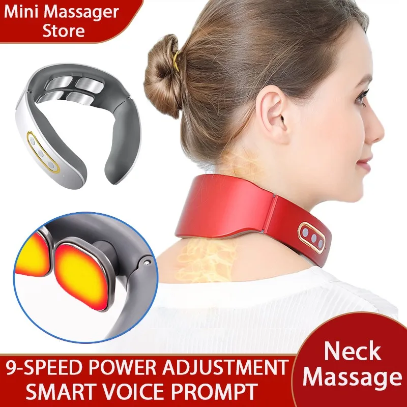 

Neck Massager Pulse Current Massage Multiple Massage Heads Heat To Relieve Cervical Pain Massager