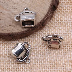 Vintage 3D Zinc Alloy Phone Charms for DIY Jewelry Making, Set of 10 (Antique Silver Color)