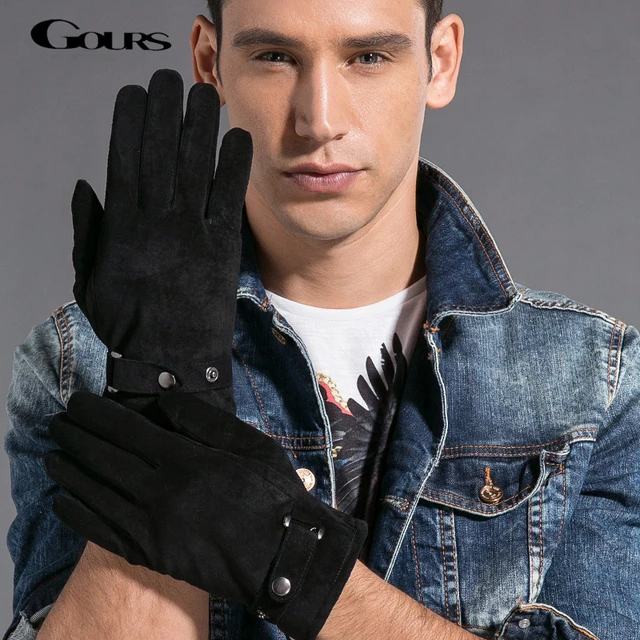 Gants chauds d'hiver pour hommes Gants en cuir de porc véritable