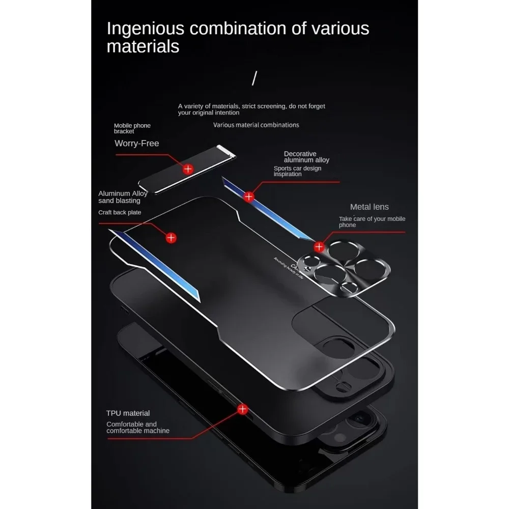 Luxury Aluminum Alloy Shockproof Back Case with Metal Lens Protection