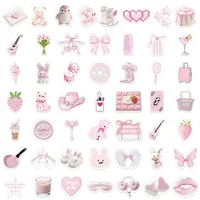 50PCS Pink Cartoon Graffiti Fun Pink DIY Stickers Scrapbook Manual Mobile Luggage Skateboard Waterproof Stickers 4