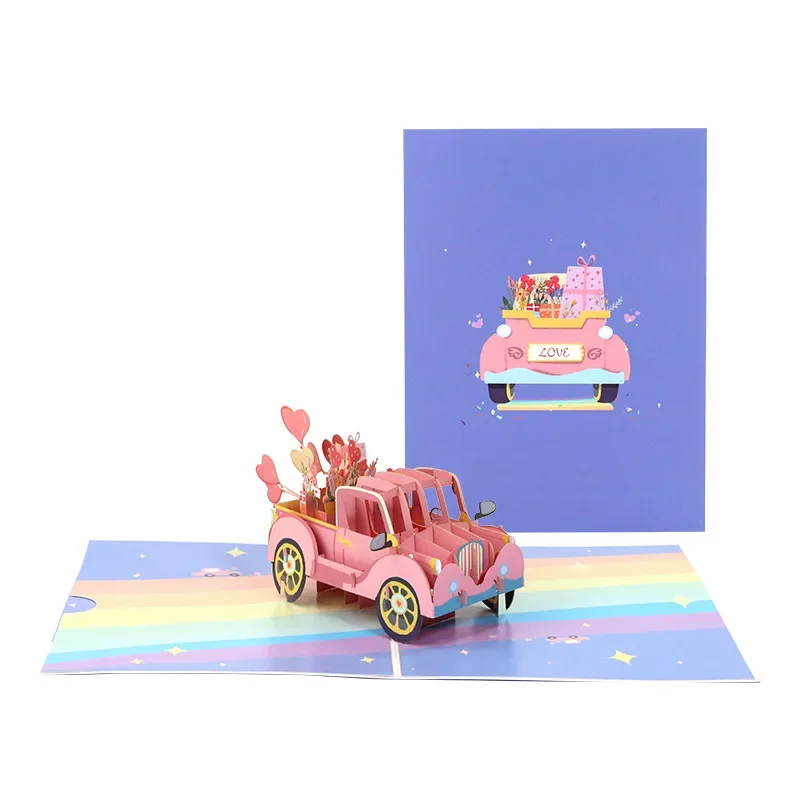 3D Pop up Style Creative Valentine's Day 3D Card Love Car Business Gift Gratitude Blessing Cartoon Commemorative greeting cards greeting cards