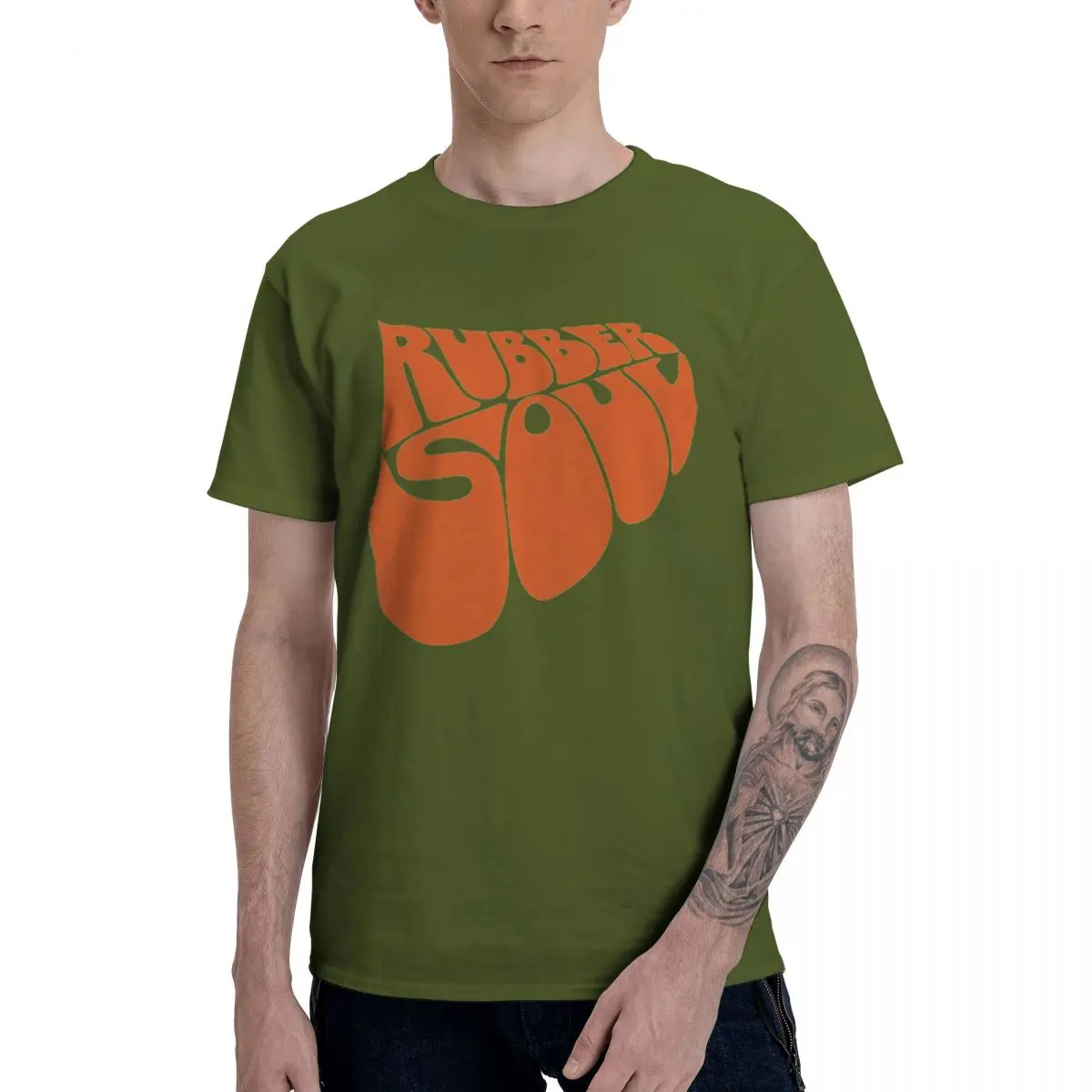 Fashion Rubber Soul Logo T Shirt Pure Cotton Crewneck Male T-Shirts Short Sleeve Oversized Unisex Tees Clothes 4