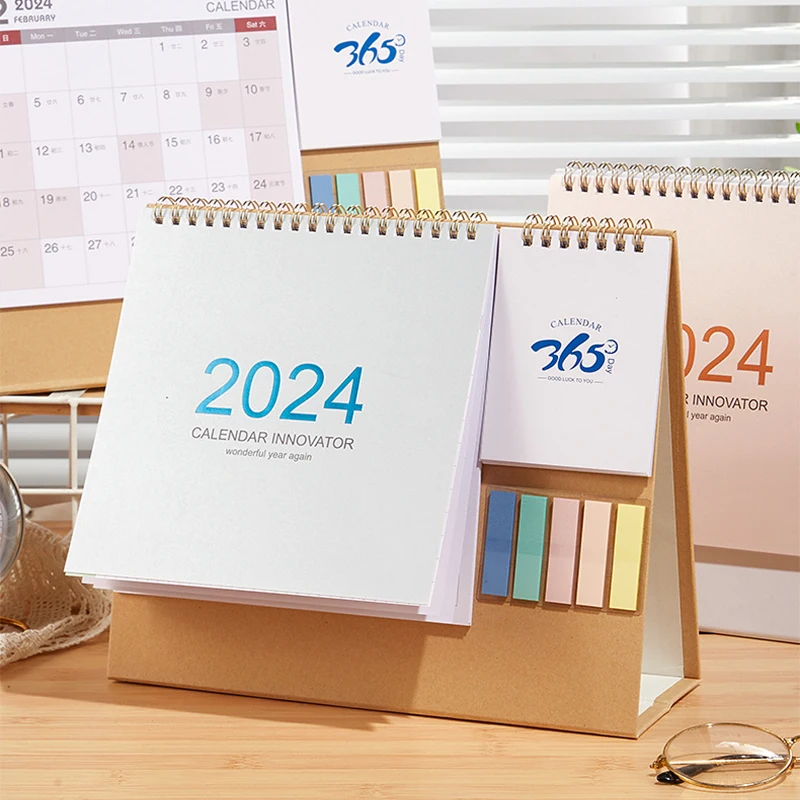 New 2024 Desk Calendar Planner Notebook 365 Days Notepad Memo Weekly Goal Habit Tracker Agenda Planner Diary Schedules Organizer