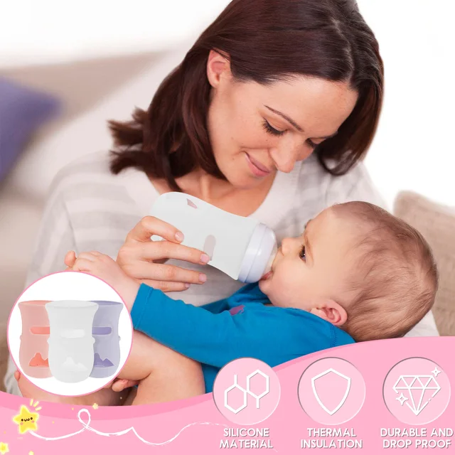 6/2pc Baby Bottle Sleeve Silicone Insulation Cover Anti Scalding
