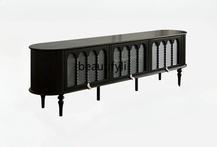French Retro Solid Wood TV Cabinet Coffee Table Combination American Living Room Small Apartment TV Stand Floor furniture