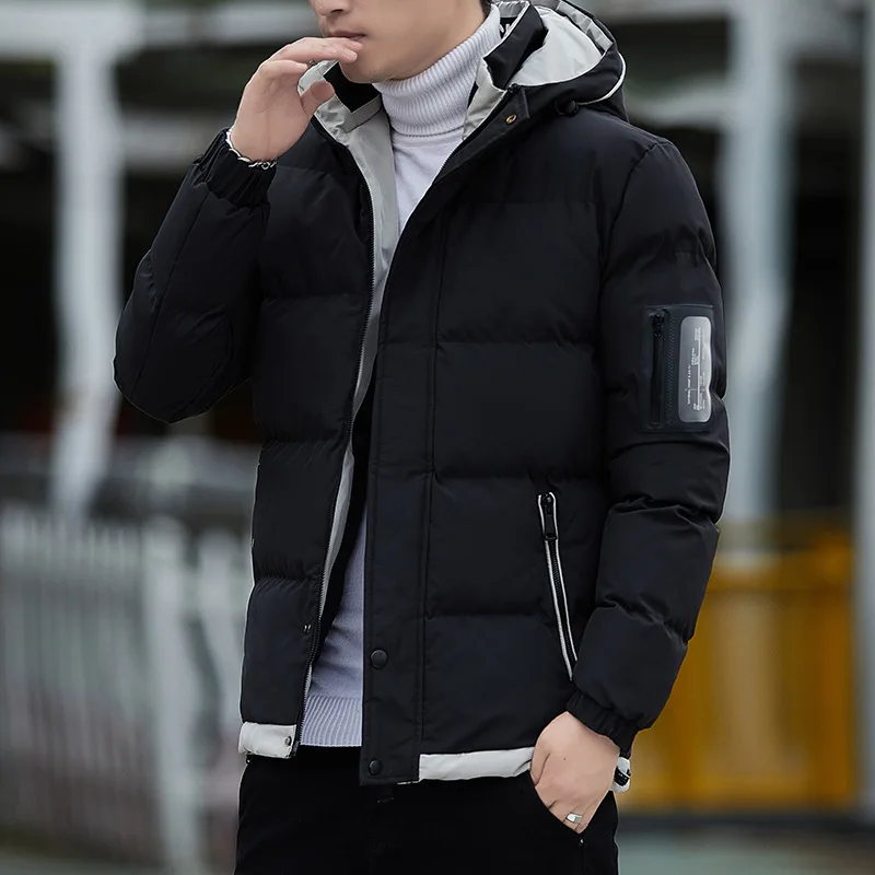 Men's Fashion Large size Winter Coat Youth Trend Thickened Padded Workwear Warm Jacket  Autumn Jacket with Hood Korean Clothes