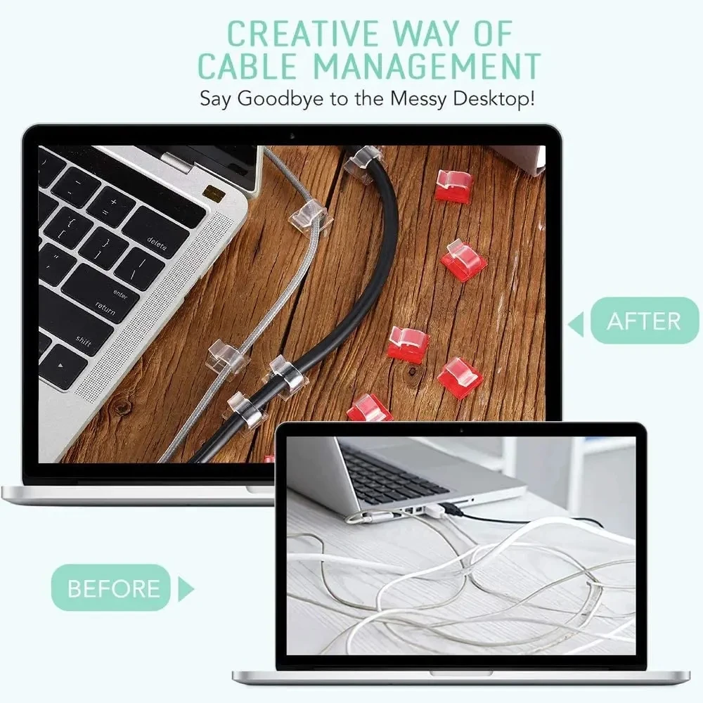 Description Picture 2 of item10PCS Cable Organizer Clips Cable Management Wire Manager Cord Holder USB Charging Data Line Bobbin Winder Wall Mounted Hook