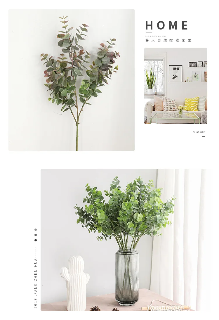 26 Zoll Langer Eukalyptus-Zweig Künstliche Pflanzen Geldbaumblatt Heim Hochzeitsdekoration Arrangement Fotografie-Requisiten – Detail 6