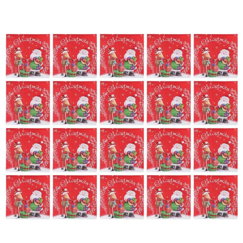 

Christmas Paper Napkins 20pcs Santa And Elk Napkins Christmas Guest Napkin 2-Ply Merry Christmas Hand Towel For Christmas Holida