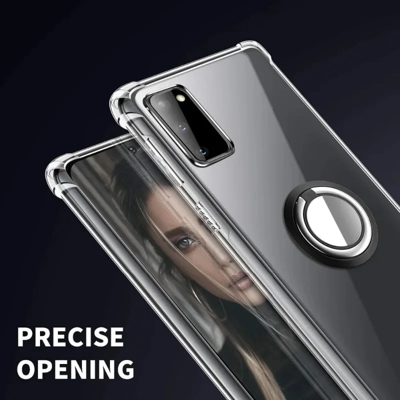 Magnetic Ring Holder Shockproof Clear Silicone Case - Enhanced Protection