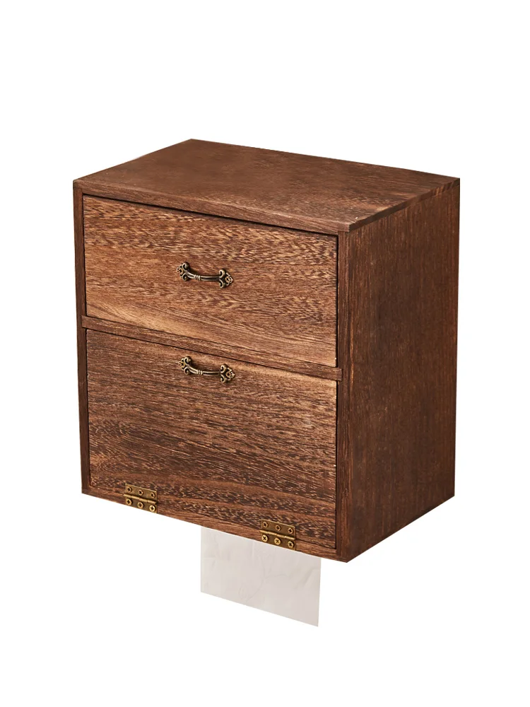 

Antique Style Paulownia Wood Desktop or Wall Tissue Paper Box