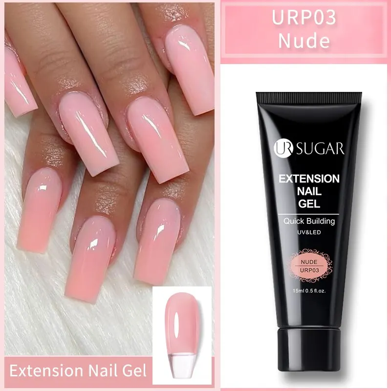 UR SUGAR 6Pcs/Set 15ml Nail Extension Gel Soak Off UV LED Acrylic Crystal White Clear Nude Gel Nail Polish UV Gel Polish 3
