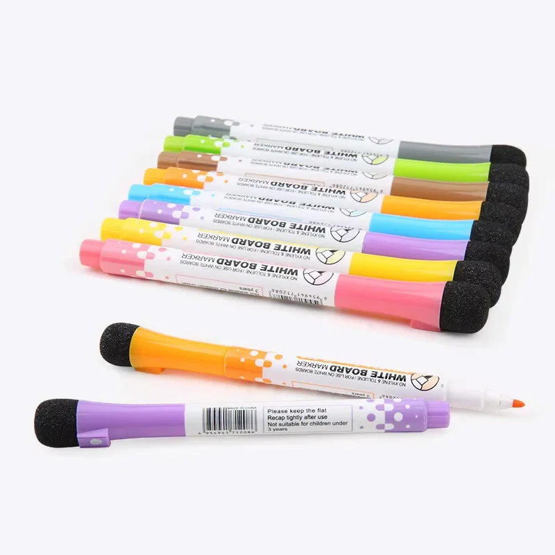 Pennarelli per lavagna bianca colorata magnetica cancellabile a 8 colori Gomma incorporata Materiale scolastico Penna per lavagna Penna da disegno per bambini - immagine 6