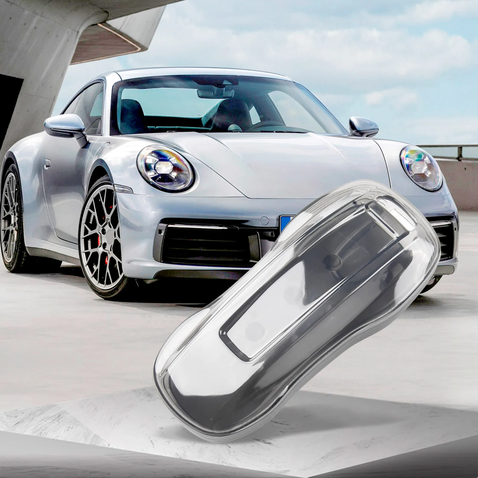 Portachiavi Per Auto Per Porsche Panamera Per Cayenne Taycan 911 Nero Trasparente Portachiavi Cover Protezione Completa