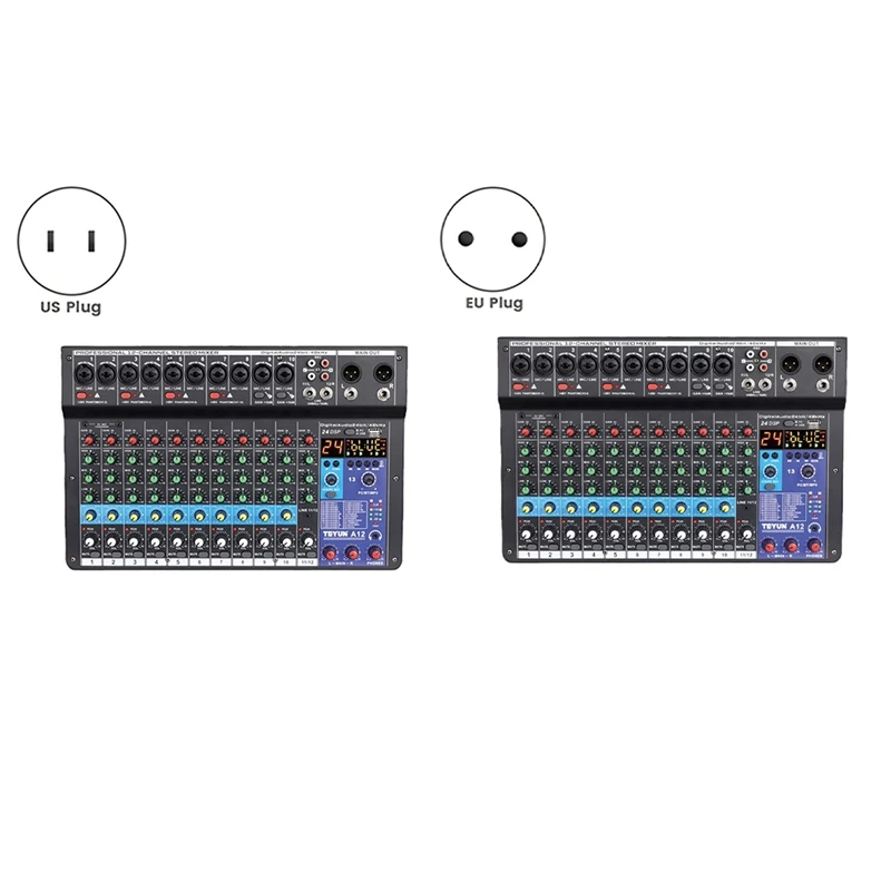 TEYUN 12 Channels Professional Portable Audio Interface Sound Card Console USB MIXER For Guitar Recording Studio