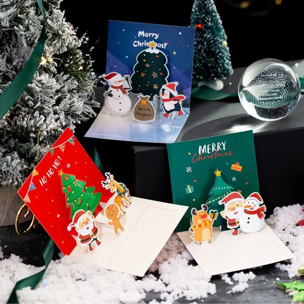 

Up 3D Birthday Santa Claus Family New Year Gifts Blessing Cards Greeting Cards With Envelope Christmas Postcard Thank You Cards