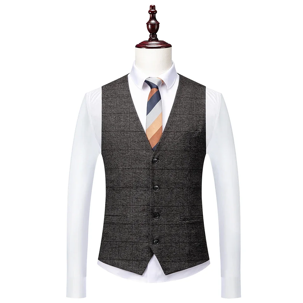 Men's Casual Boutique Business British Plaid Striped Suit Coat Trousers Waistcoat Blazers Jacket Pants Vest