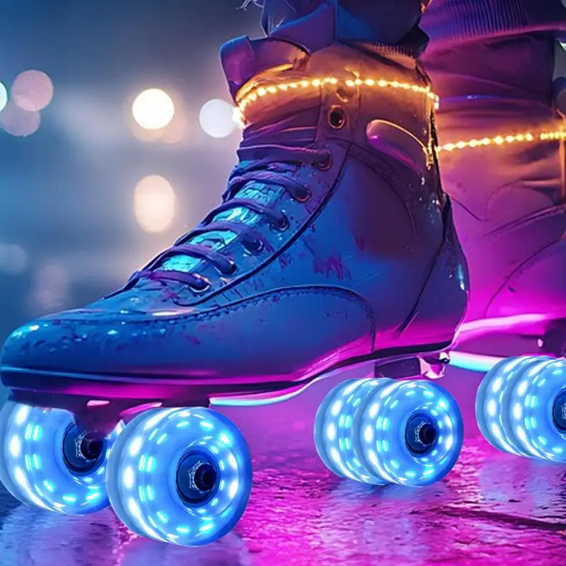 Indoor Skating Wheels Light Up Skate Wheels Roller Skate Replacement Silent High Elasticity For Double Row