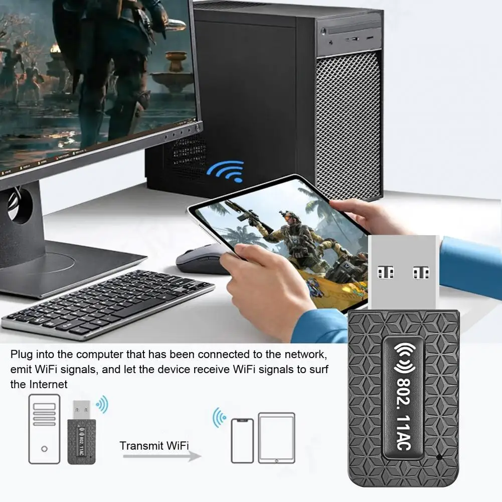 

Ac-роутер; Беспроводная сетевая карта; Высокоскоростной Usb Wi-Fi адаптер; Без драйвера; Двухдиапазонный 2,4 ГГц/5 ГГц 802.11ac; Беспроводной для ноутбука