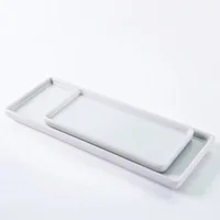 Japanese-style Rectangular Ceramic Tray Plate White Porcelain Rectangular Plate Mouthwash Cup Tray Bathroom Living Storage Tray 1