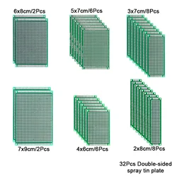 Versatile 32 - Piece Double - Sided PCB Board Set for DIY Soldering Projects (32Pcs Kit)