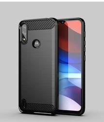 Sleek Carbon Fiber Silicone Phone Case in Rubber for Moto E7i Power (Black)