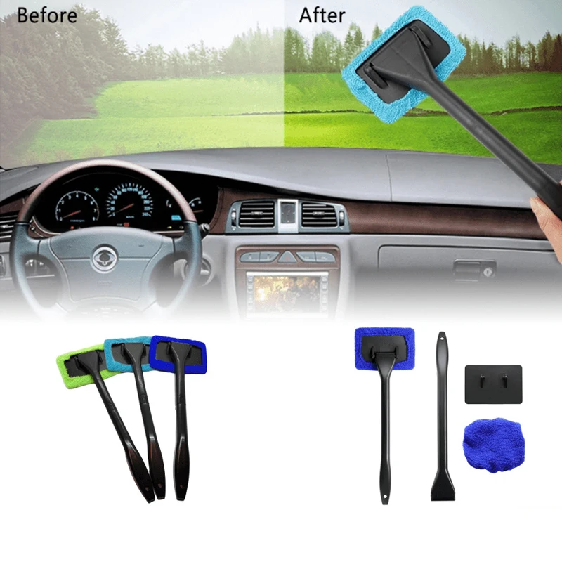 Window Cleaning Brush Car Defogging Window Wiper Car Home Detachable Duster Cleaning Glass Brush with Cloth