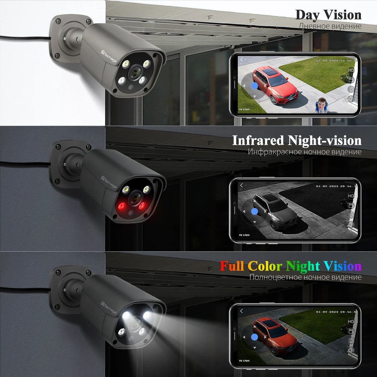 Techage 8CH 5MP PoE IP-Kamerasystem H.265 Gesichtserkennung PTZ Vollfarbige Nachtsicht CCTV Sicherheitsüberwachungsset NVR Xmeye Kamera – Detail 12