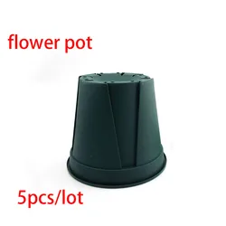 Set of 5 Plastic Garden Planter Pots with Tray - 15cm (Flower pot)