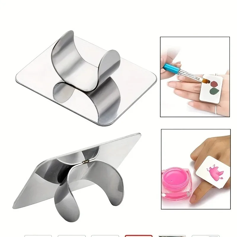 Tavolozza per miscelazione trucco, tavolozza spatola per trucco con spatola per fondotinta, tavolozza per nail art con vassoio per miscelazione trucco in acciaio inossidabile - immagine 2