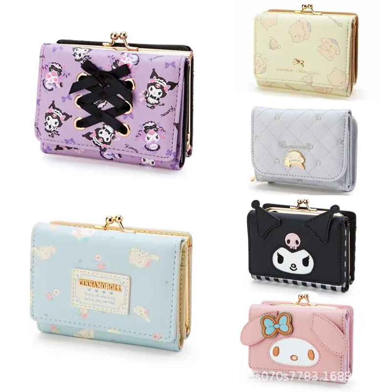 Wallet Keychains Sanrio Hello Kitty My Melody Kuromi Cinnamoroll PU Leather