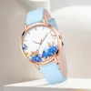 elegant Blue Five Piece Round Head Watch Quartz Watch Blue Love Alloy Accessory Set Women's Watch Accessory Set 3