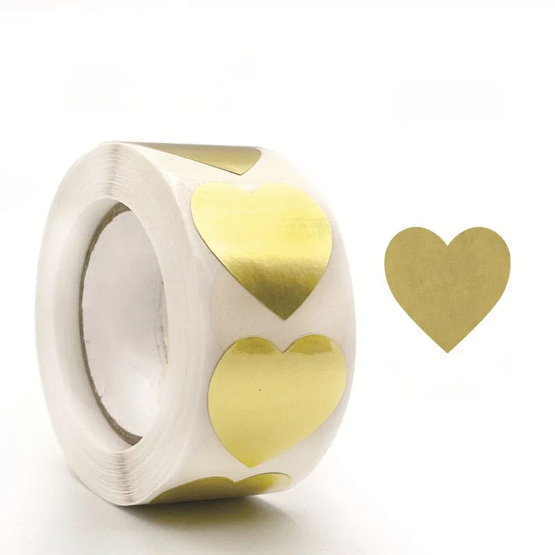 Adesivi Cuore Glitter Oro 500 Pezzi – 3,8 Cm, Olografici, Per San Valentino, Buste, Artigianato, Vestiti - 3