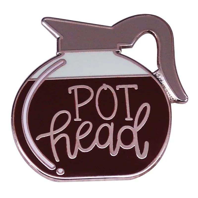 

POT HEAD Hard Enamel Pin Coffee Pot Metal Badge Brooch for Jewelry Accessory Gifts Lovers